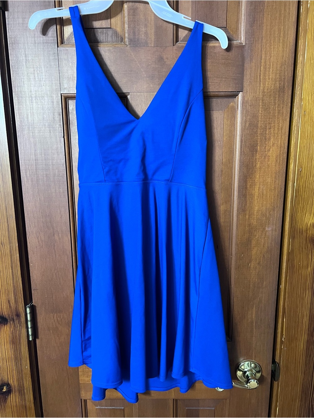 HALARA Royal Blue V-Neck Sleeveless Skater Dress